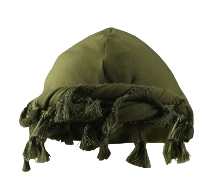 Legendary Distressed Olive Green Satin Lined Turban