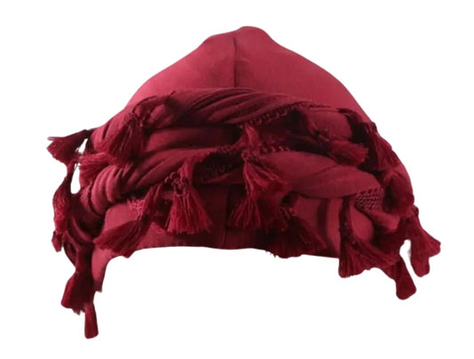 Legendary Distressed Wine Red Satin Lined Turban