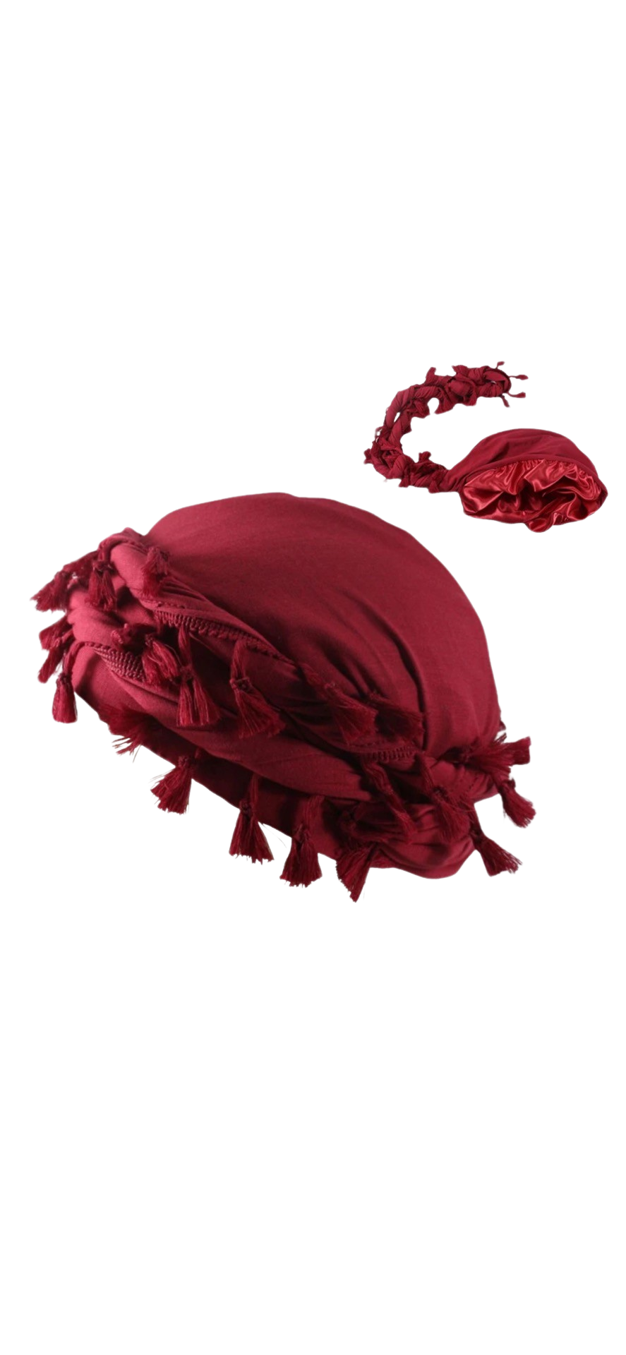 Legendary Distressed Wine Red Satin Lined Turban